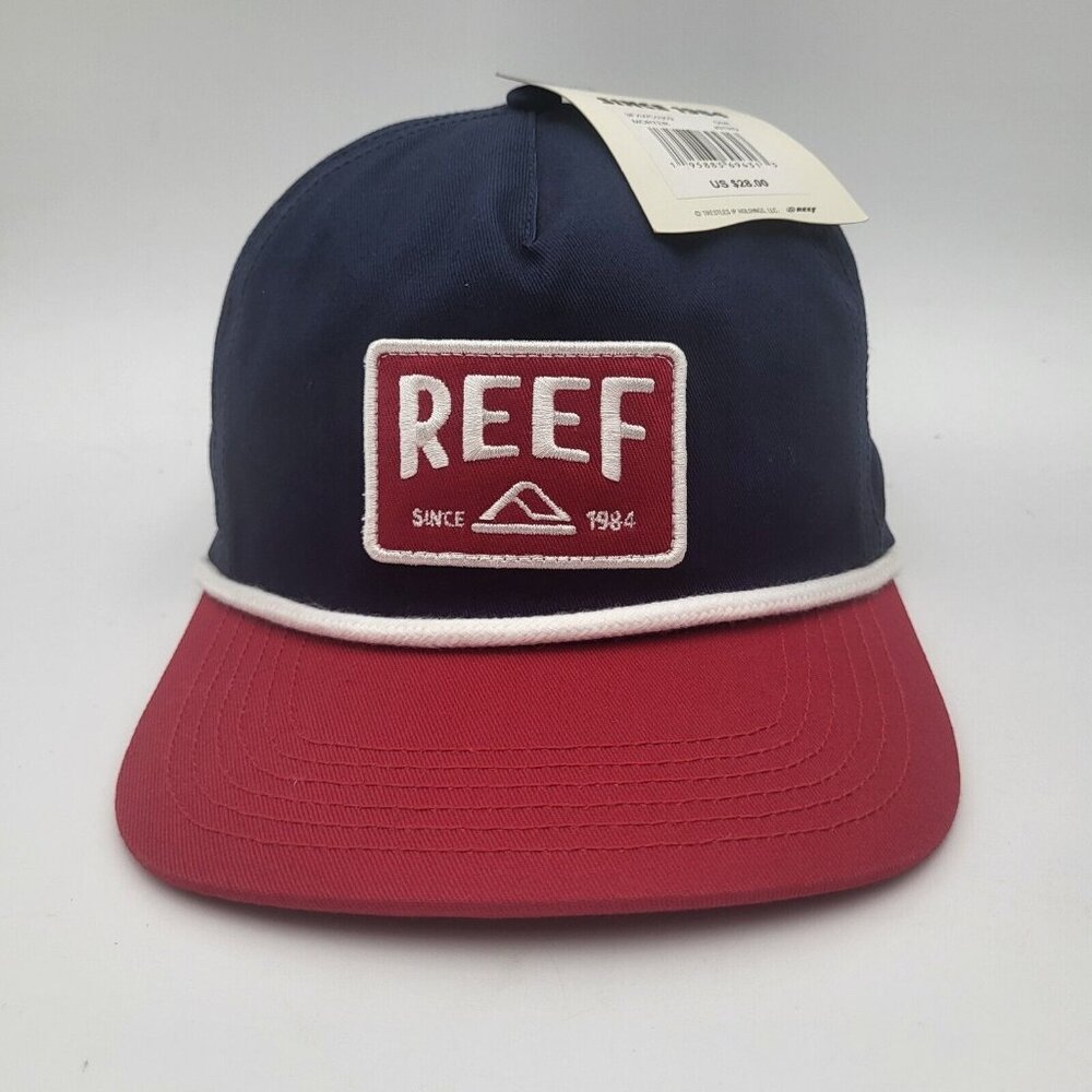 Reef Since 1984 Surf Rope Patch Unstructured Men's Snapback Hat Cap‎ Blue Red